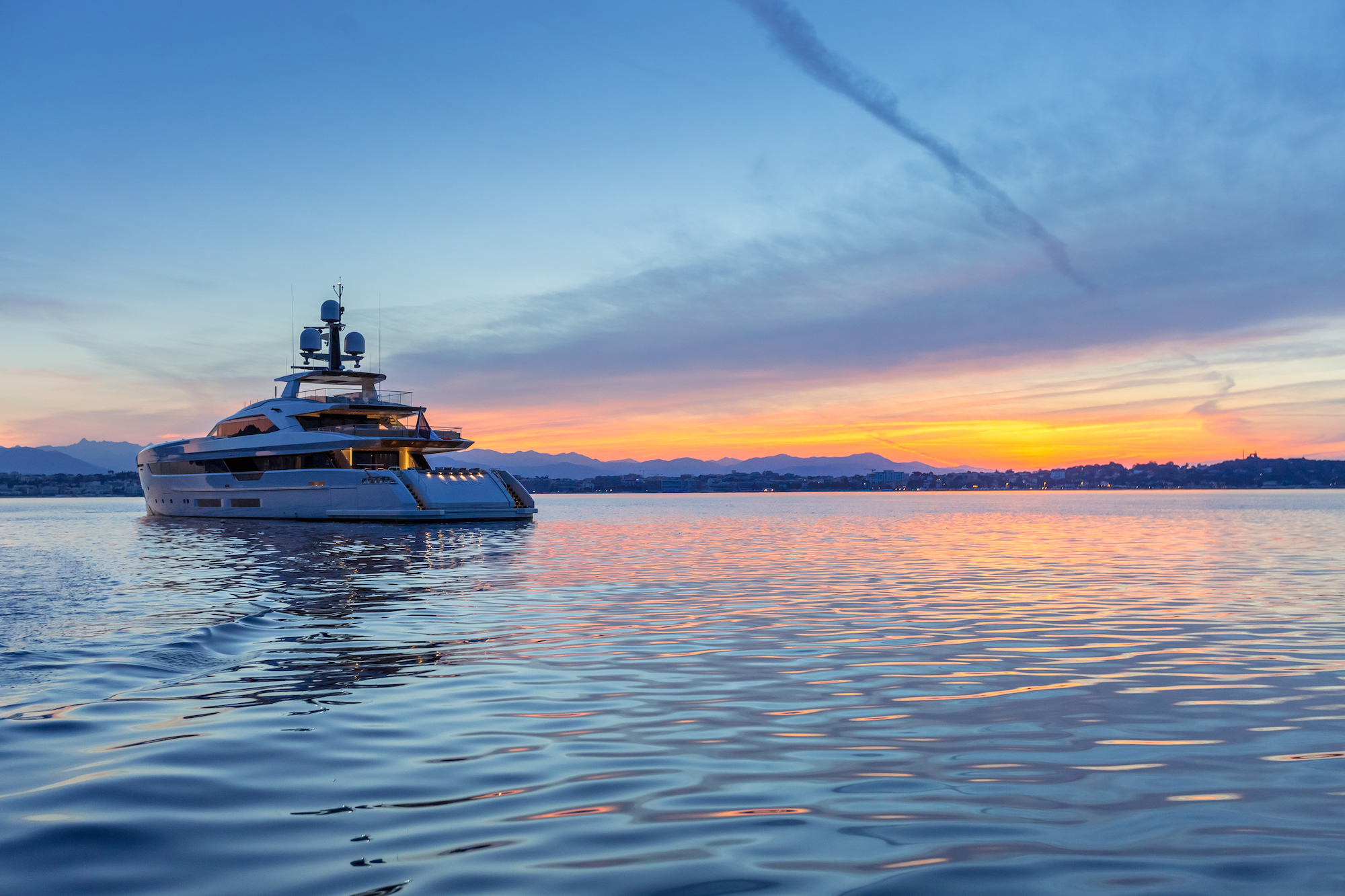 luxury yacht sunset